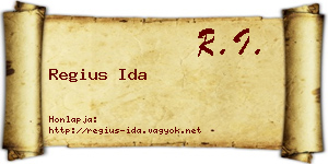 Regius Ida névjegykártya